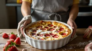 « Plus personne ne revient aux cerises » : mon clafoutis fraise-rhubarbe fait fondre les gourmands